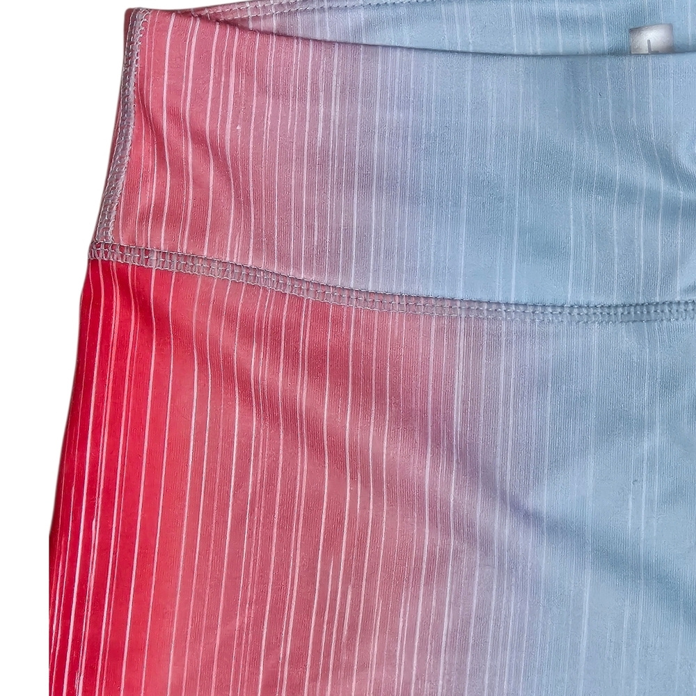 Xersion Ombre Leggings - Red and Blue Pinstripes - Picture 2 of 6